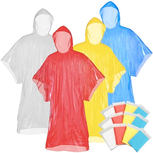 TTCOTOKE Poncho Impermeable, 12PCS Adultos Poncho Lluvia Transparente Emergencia Impermeable Protección Contra la Lluvia, Mezcla de colores