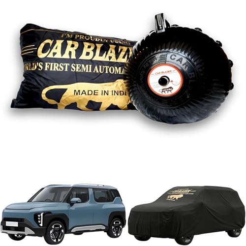 Image of CARBLAZER Portable & Semi-Automatic Full Body Car Covers: Heavy Duty Device| Anti-Theft| Dust & Scratch Proof | Water & Wind Resistant|Custom Fit| Dual-Side Cover, Compatible for kia Syros