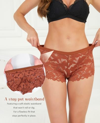 Image of Sunm Boutique Sexy Underwear for Women, Cheeky Lace Boy Shorts