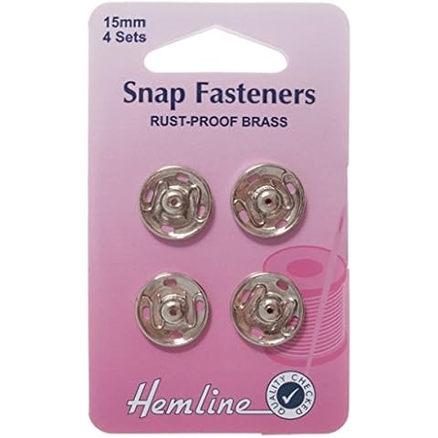 Hemline 15mm Silver Metal Snap Fasteners Cover