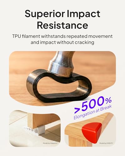 Image of ELEGOO Rapid TPU Filament 1.75mm Red 1KG, High Speed 95A TPU Flexible Soft 3D Printing Filament, 1KG Spool(2.2lbs) Fit for Most FDM 3D Printers