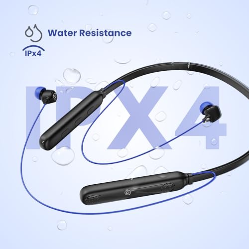 Image of OOGE Tune 8 Neckband Bluetooth Headphones, 30H Playtime, Hi-Fi Bass, Magnetic Eartips, IPX4 Sweat Resistant, Type-C Fast Charging, Sound Pulse Mic (Azure Blue)