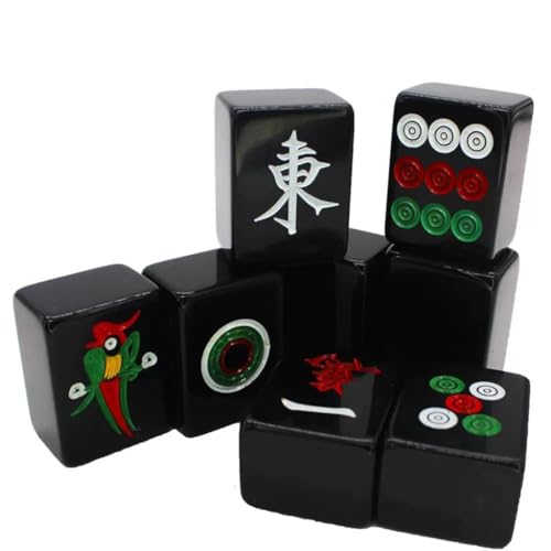Set Acrílico de Mahjong Negro con Caja de Madera miniatura 2