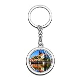 Maße: 9,8 x 3,8 cm. Deutschland Meissen Kathedrale Schloss Schlüsselanhänger Souvenir Spin Kristall Metall Edelstahl Kette Stadt Reise Geschenk