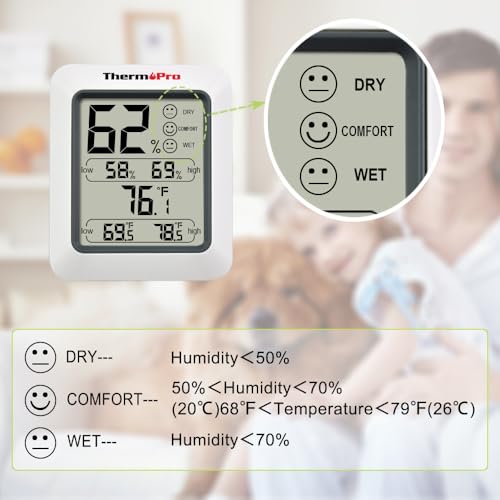 Image of TP50 Digital Hygrometer Indoor Thermometer Room Thermometer and Humidity Gauge with Temperature Humidity Monitor