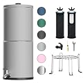 Purewell 3-Stage 0.01?m Ultra-Filtration Gravity Water Filter System, NSF/ANSI 42&372 Certification, 304 Stainless Steel Countertop System with 2 Filters and Stand, Reduce 99% Chlorine, 2.25G, PW-OB