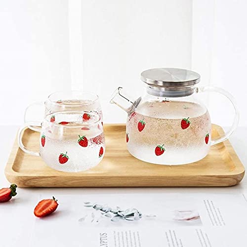 Bule de chá de vidro, bule de chá de vidro com infusor removível para chá de folhas soltas e florida