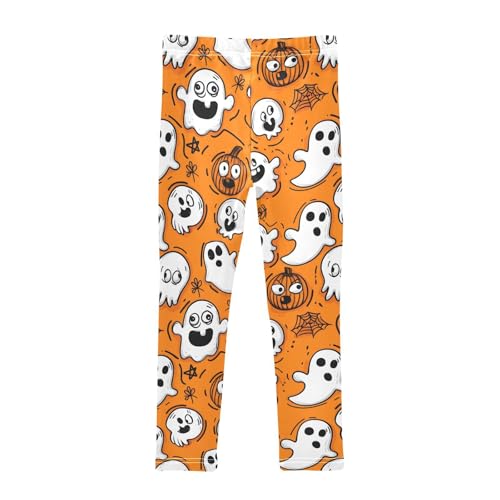 Funny Ghost Orange Girls Leggings Soft Stretch Workout Yoga Dance Pants for Kids Casual Tights2