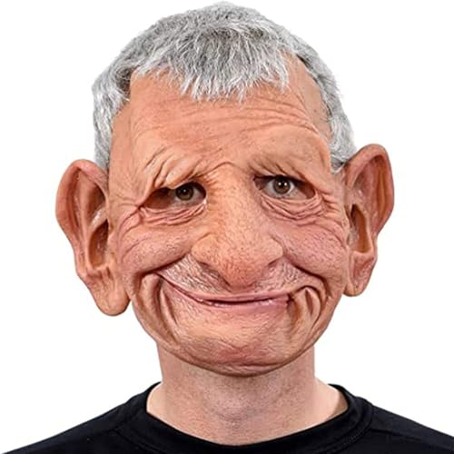 JABALUX Máscara realista de anciano, máscara de látex para carnaval, fiesta de Halloween, cosplay, fiesta, disfraces, accesorios de máscaras, color beige