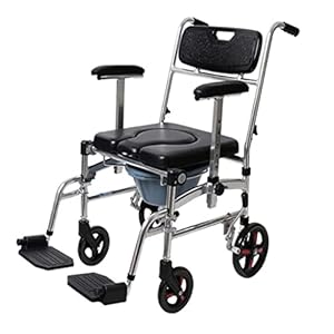 Professionele mobiele douchestoel met afneembare emmer Waterdichte toiletrolstoel met zitting en rugleuning voor ouderen