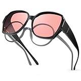 R.F.YFQH Indoor Fluorescent-41 Rose Tinted Fit Over Blue Light Blocking Glasses for Migraine, Light Sensitivity, Photophobia & LED Gaming Computer Glare JF7202