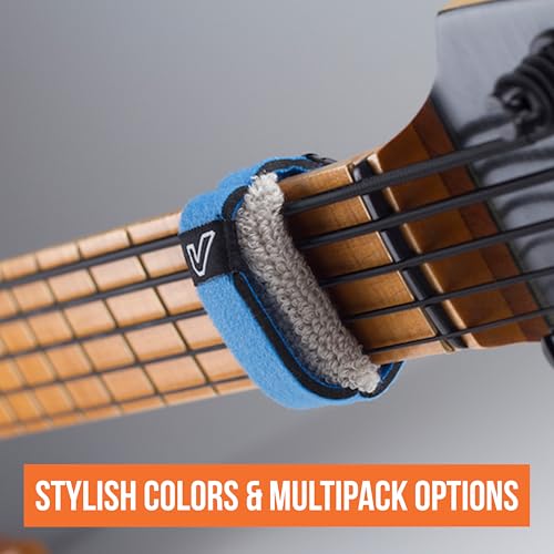 Image of Gruv Gear Fret Wrap & Guitar Mute, Fretwrap for Acoustic, Electric & Bass | String Dampener Recording, Tapping & Practice Accessory (3 Pack, Large Blue, Fits 6 String Bass, 8 String Guitar)
