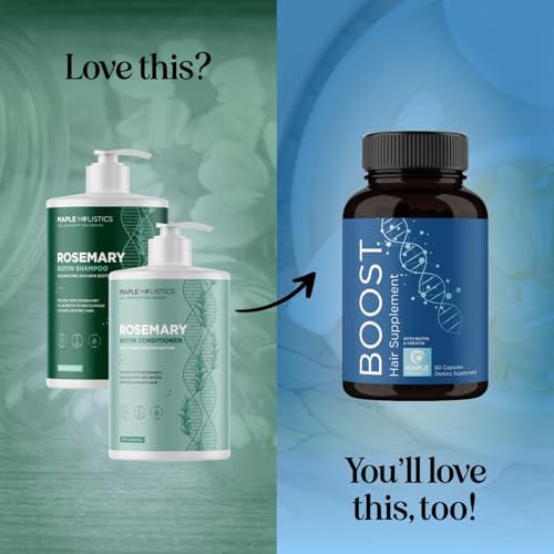 Maple Holistics Volumizing Biotin Shampoo and Conditioner Set - Rosemary Shampoo and Conditioner for Thinning Hair Care with Tea Tree & Coconut Oil - Color Safe - Paraben Silicone & Sulfate Free (32 Fl Oz Each)