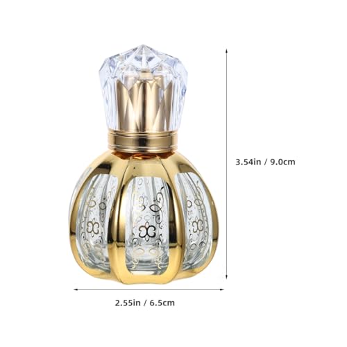 Housoutil Refillable Atomizer Spray Bottles, 50ml Vintage Fine Spray Glass Empty Perfume Bottles, Gold, Random Pattern4