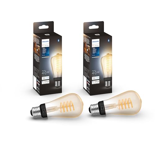 Philips Hue Smart 40W ST19 Filament LED Bulb - White Ambiance War...