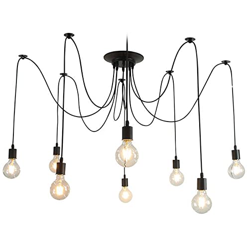 KXEcoLife Lampade a Sospensione Classiche a Forma di Ragno, plafoniera Regolabile Fai-da-Te, lampadario Rustico, Illuminazione Industriale a Sospensione per Sala da Pranzo, Camera da Letto,