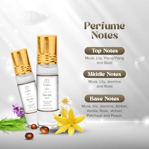 Image of White Musk Attar Perfume Oil Roll On for Men and Women | Musk, Lily and Rose Fragrance Notes | 12 Hrs Long Lasting, Alcohol Free|Ideal for Gift | 6ml