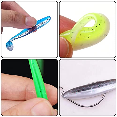 Foto von Unvtap Gummifische 100 Stück Gummifische Set Gummiköder Set Rubber Fishing Lure Artificial Bait Fish Fishing Set für Barsch Zander Hecht