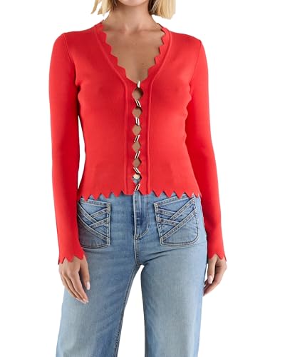 Ramy Brook Women's Emma Cardigan, Crimson, XXS at Amazon Women's