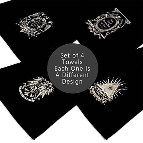 Dark Memento Mori The Undead Gothic Macabre Art Kitchen Towels Dish Towels Set Of 4,Gothic Skull Halloween Kitchen Hand Towels,Skull Lovers Gifts,Tarot Lovers Gifts #TOP4