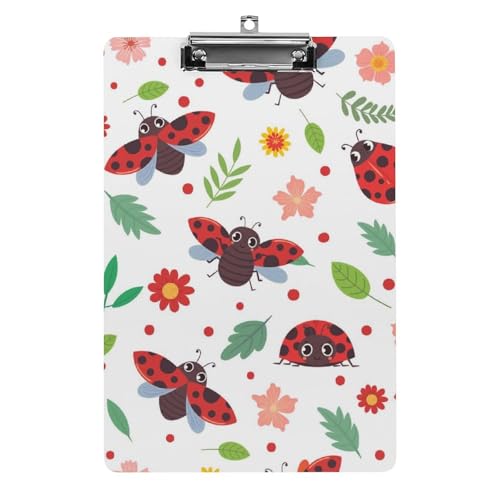 Presse-papiers coccinelle fleurie rigide A4 aux finitions soignées