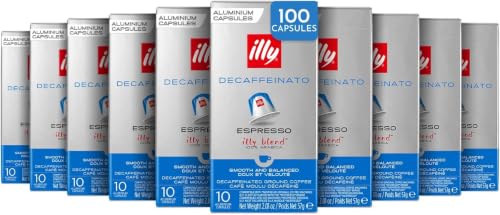 illy Espresso Capsules, Classico Decaf Medium Roast, 10 Count, 10 Pack
