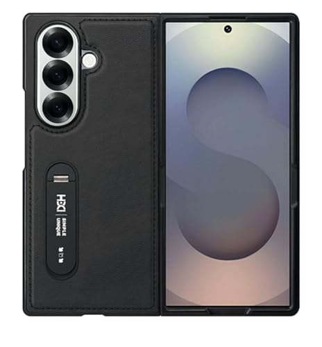Image of BOUNCEBACK Vegan Leather Back Case Cover for Samsung Galaxy Z Fold 7 5g | Metal Kickstand Back Case Cover for Z Fold7 - (Black)