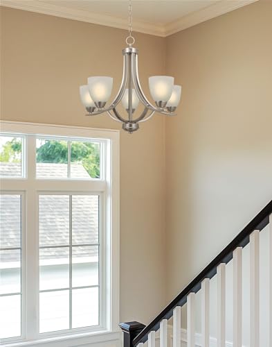 Image of Kira Home Weston 24 inch Large Modern Transitional 5-Light Chandelier