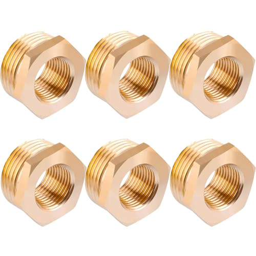 Reductor de latón G1/2' a G1/4'(macho Ø 20mm x hembra Ø 12mm),6 piezas Racor de reducción G1/2' macho X G1/4' hembra,racor roscado Racores de latón