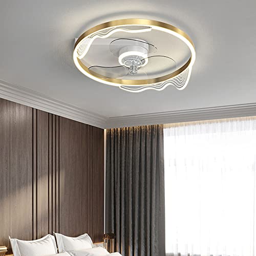 SXSGSM Nordic Fashion Invisible Smart Led Ventilador de Techo Luz Dormitorio Moderno Loft Bar Decoración Luces de Techo Interiores con RC Regulable Ventilador silencioso Araña The New