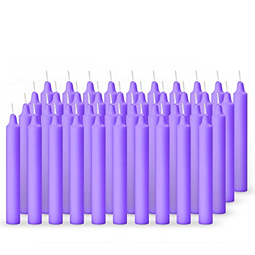 Image of AuraDecor Pack of 50 Stick Candles || Especially Meant for Healing, Chakras, Ritual Candles, Decoration, Lighting, Home Decor || Burning Time 3 to 4 Hours Each (Purple), Paraffin Wax
