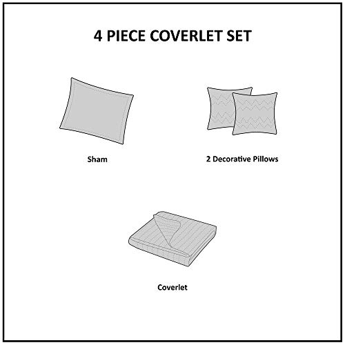 Intelligent Design Joni Reversible Cozy Quilt Set Casual Boho Design All Season Coverlet Bedspread, Matching Shams, Decorative Pillow, Twin/Twin X-Large, Purple 4 Piece #TOP4