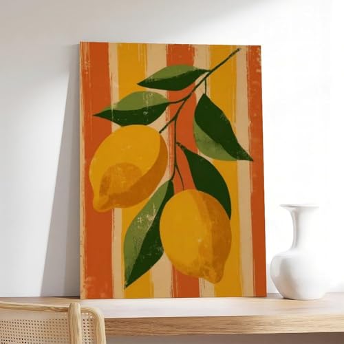 Tableau citron vintage grand format pour réchauffer un salon - 7