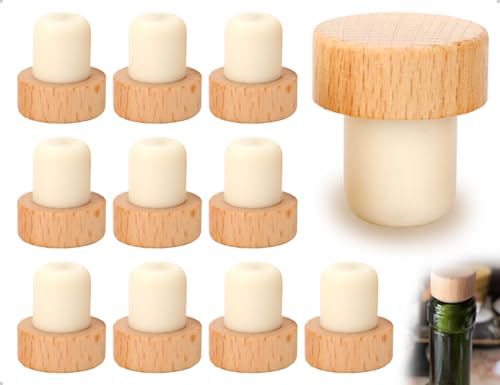 Emezddo 10 Pezzi di Tappi per Vino, Chiusura per Bottiglie di Legno, Chiusura per Bottiglie di Vino, Tappo con Manico a T, utilizzati per Bar e ristoranti