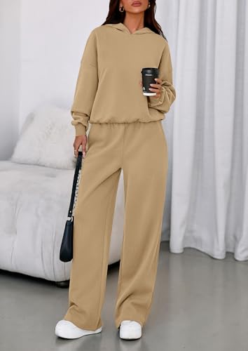 Image of PRETTYGARDEN Womens Sweatsuits 2 Piece Set 2026 Casual Winter Long Sleeve Hoodie Loose Wide Leg Sweatpants Fall Tracksuit