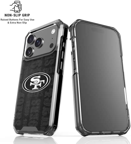 Skinit Clear Phone Case Compatible with iPhone 17 Pro Max - Officially Licensed NFL San Franciso 49ers Black & White Design