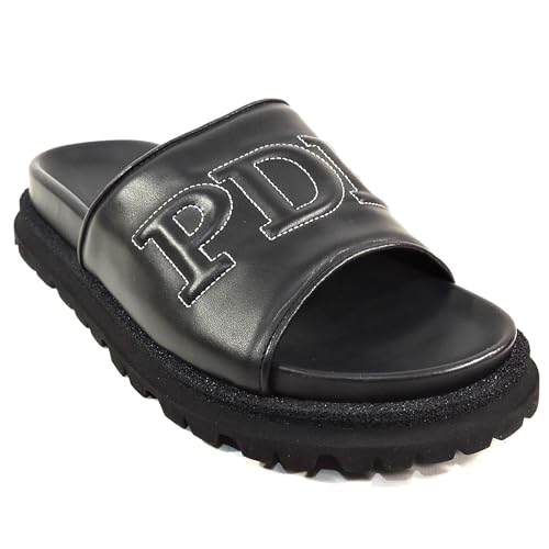 Principe Di Bologna Men's Black Leather Slide Sandals, Chunky Platform Sole, Size 43 EU