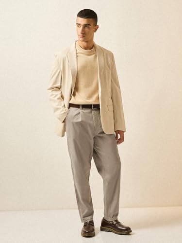 Image of THE BEAR HOUSE Men's Cotton Solid Cropped Carrrot Fit Chinos