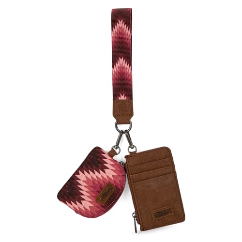 Image of Montana West Wrangler Aztec Keychain Wristlet Wallets for Women Western Dual Pouch Wristlet Credit Card Holder Wallet with Zipper Pocket WG2211-W0051DPK