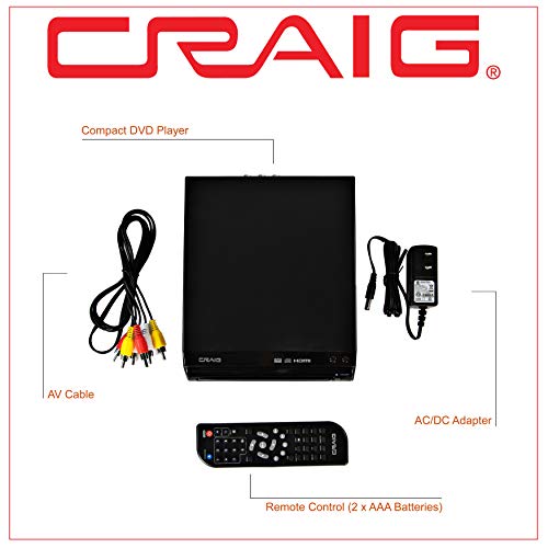 Craig Cvd512A Compact Dvd Player With Remote In Black | Compatible With Dvd/Dvd-R/Dvd-Rw/Jpeg/Cd-R/Cd-Rw/Cd | Progressive Scan | Multilingual Supported | #TOP2