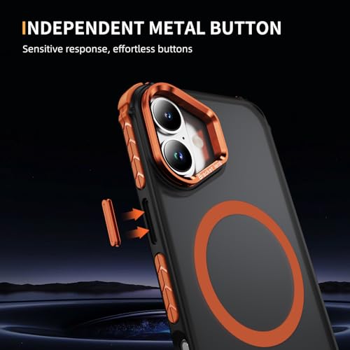 Coque iPhone 16 Plus Magsafe orange 6,7 pouces antichoc avec support - 4