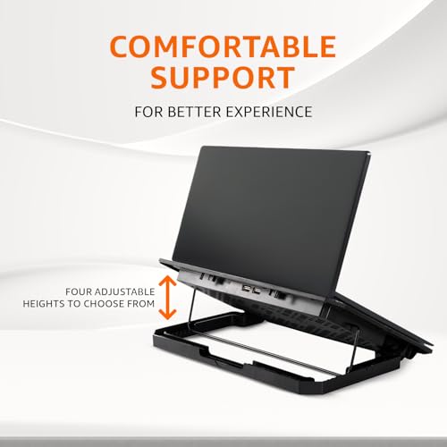 Amazon Basics USB Powered Laptop Cooling Pad | Dual Fan | Dual USB Port | Blue LED Lights | 4 Adjustable Heights with Stand | - Image 4
