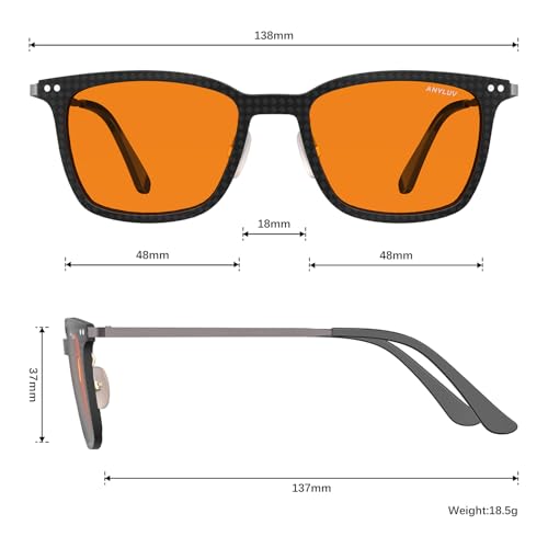 Image of ANYLUV Blue Light Glasses Men, Stylish Square Carbon Fiber Eyewear, Anti Eyestrain, Lightweight Mens Computer Gaming Glasses