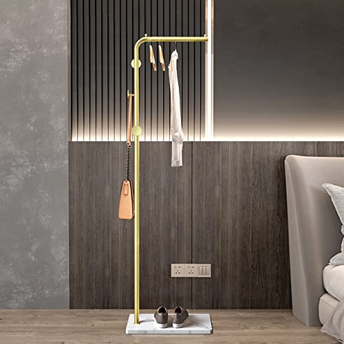 Vekoid Metal Coat Rack Freestanding With Natural Marble Base, Entryway Coats Hanger Stand With 3 Hooks, Home Hotel Hall Tree For Coats, Hats, Scarves, Clothes, And Handbags (Light Gold) #TOP1
