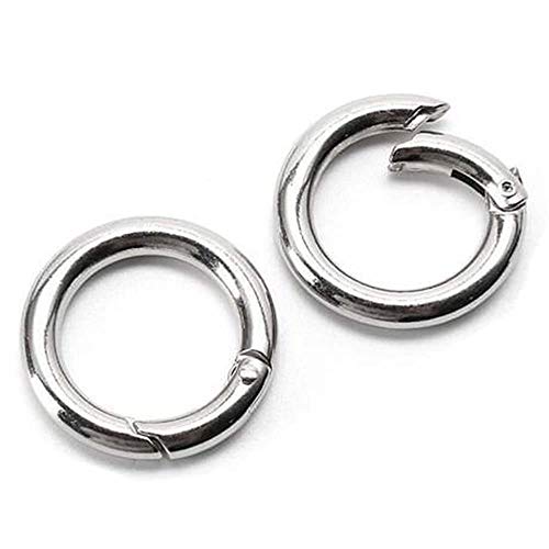 Preisvergleich Produktbild 10 Stück Karabinerhaken rund 35mm - Taschenringe 35 mm silberfarbig