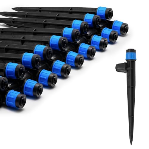 Image of Adjustable Drip Irrigation Emitters for 1 /4 inch Tubing, 25pcs | Adjustable 360 Degree Water Flow, Lock Barbed, Drip Spray Emitters Parts, Garden Watering System