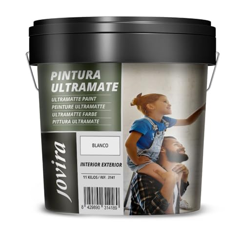 JOVIRA PINTURAS |11 KG| Peinture Ultramate Extérieur/Intérieur Lavable, super couvrant, blanc. (11 Kg, Blanc)