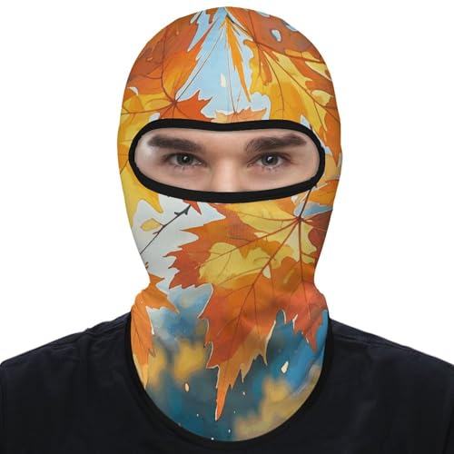 Balaclava para hombre y mujer, máscara para esquiar con diseño de hojas de otoño acuarela, cubreboca completo para ciclismo miniatura 1