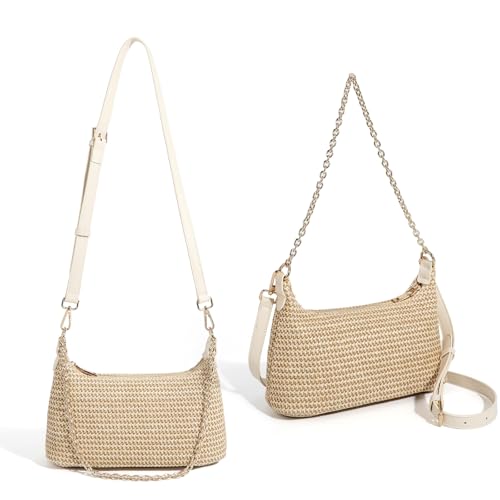 Image of Handmade Straw Tote Bag for Women - Boho Beach Purse with Chain Strap,Summer Market Bag,Eco Friendly Woven Rattan