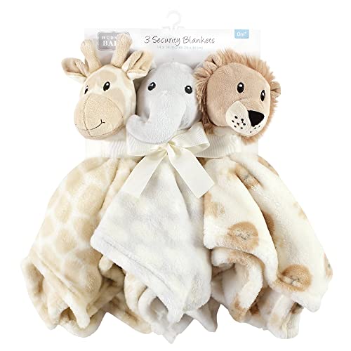 Image of Hudson Baby Unisex Baby Animal Face Security Blanket, Safari Boy, One Size